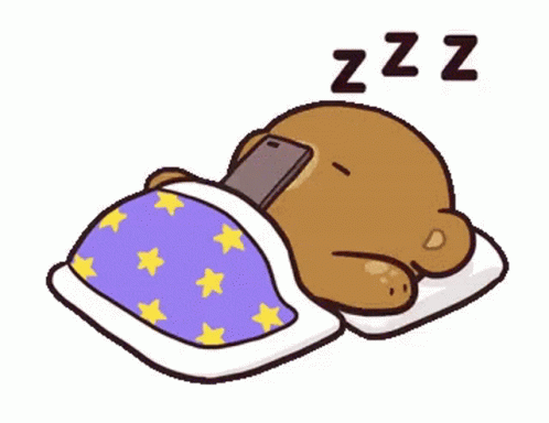 Cartoon Teddy Bear Sleeping With Phone GIF