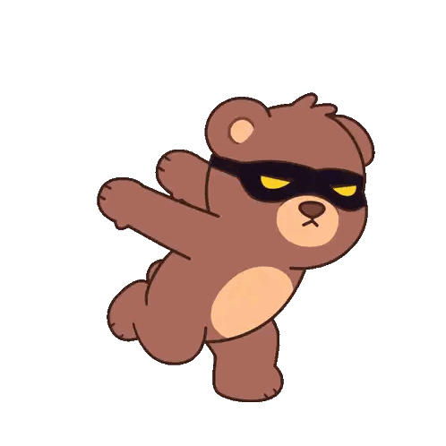 Cartoon Teddy Bear Wearing Mask