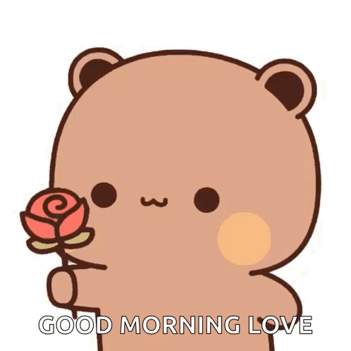 Cartoon Teddy Bear With Hearts Good Morning