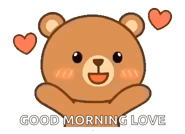 Cartoon Teddy Bear With Hearts Saying Good Morning Love