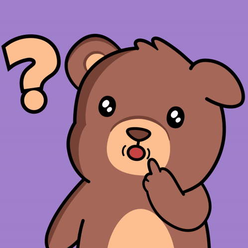 Cartoon Teddy Bear With Question Mark on Head