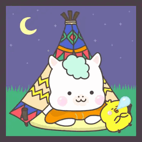 Cartoon Teepee With Sleeping Chicken