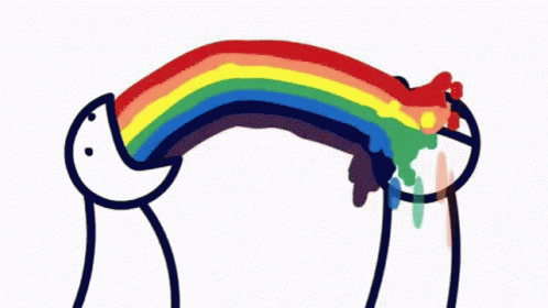 Cartoon Throwing Up Rainbow GIF