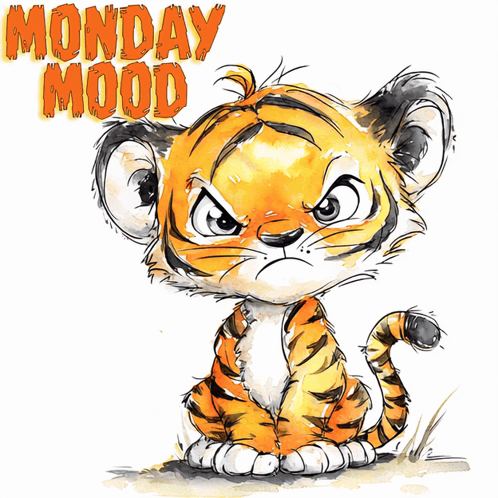Cartoon Tiger Cub Monday Mood