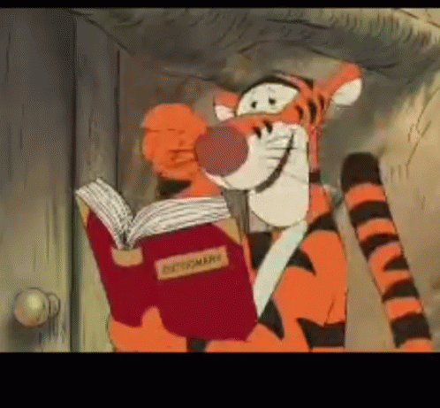Cartoon Tiger Reading Dictionary