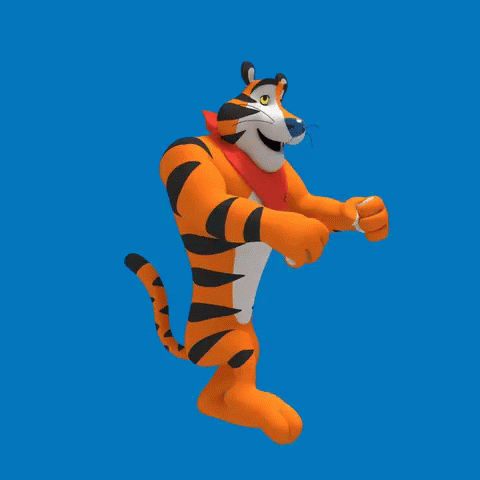Cartoon Tiger Running with Red Bow Tie