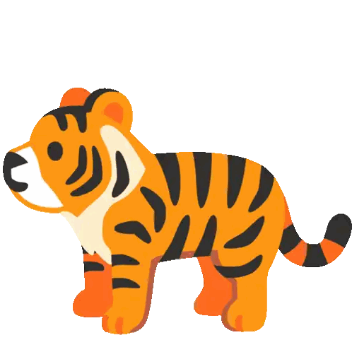 Cartoon Tiger with Orange and Black Stripes