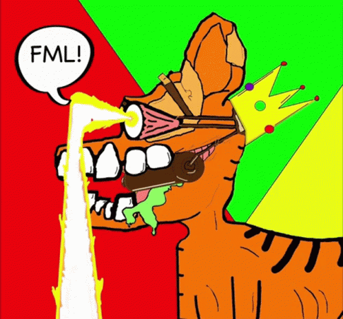 Cartoon Tiger With Speech Bubble Saying FML GIF