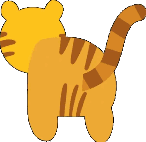 Cartoon Tiger with Yellow Head and Brown Stripes