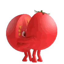 Cartoon Tomatoes Hugging Hearts