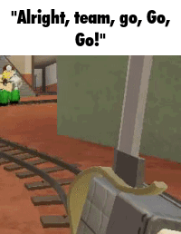 Cartoon Train Saying Alright Team Go