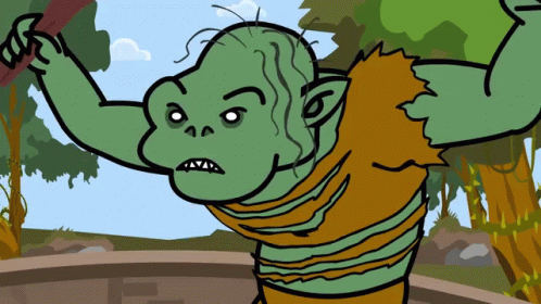 Cartoon Troll Holding Spear