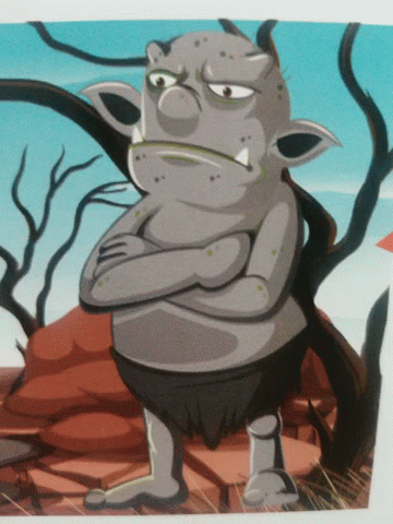 Cartoon Troll Lying On Tree Stump GIF
