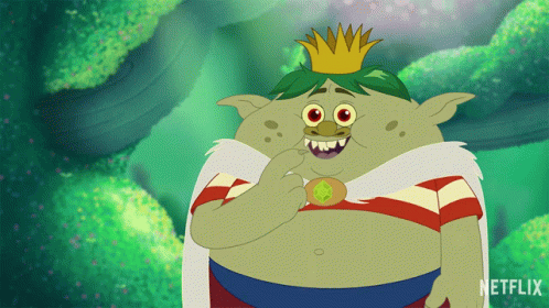 Cartoon Troll With Crown And Netflix Logo GIF