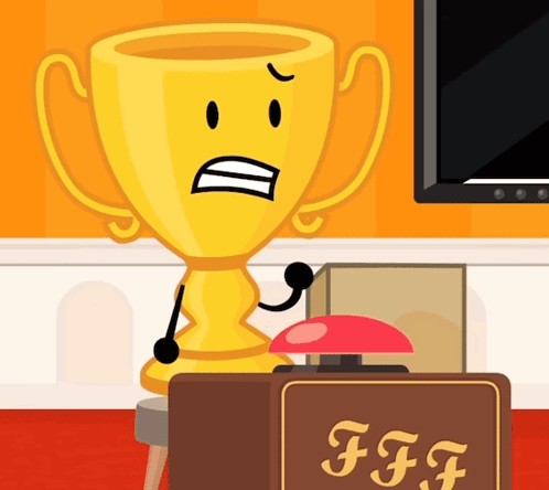 Cartoon Trophy at Table with FF Button