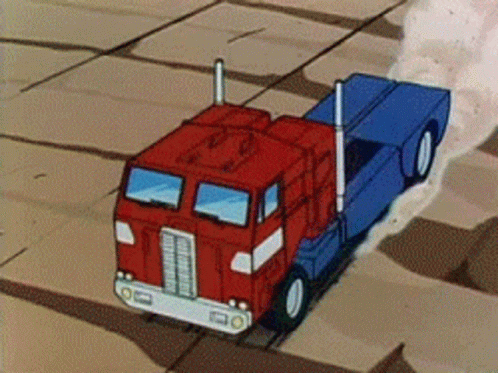 Cartoon Truck With Blue Trailer Driving GIF