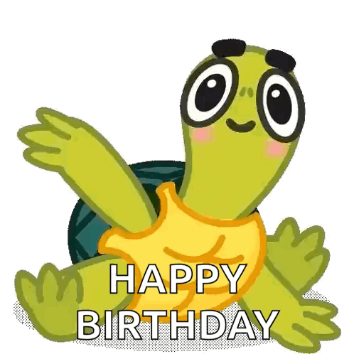 Cartoon Turtle Saying Happy Birthday