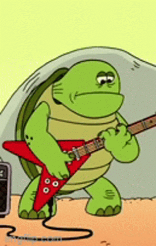 Cartoon Turtle Uncle Grandpa Playing Guitar GIF