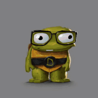 Cartoon Turtle With Glasses And Belt Saying D GIF