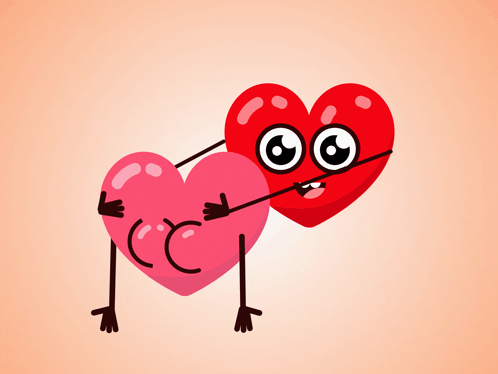 Cartoon Two Hearts With Arms and Legs