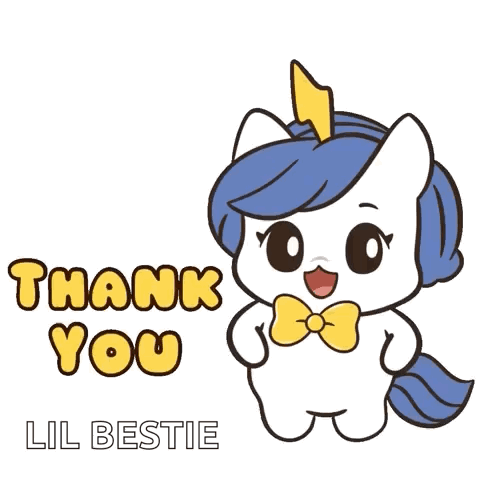 Cartoon Unicorn Lightning Bolt Says Thank You Lil Bestie GIF