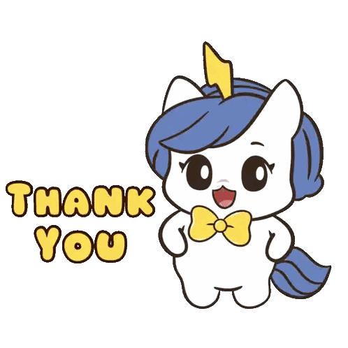 Cartoon Unicorn Says Thank You with Bow Tie