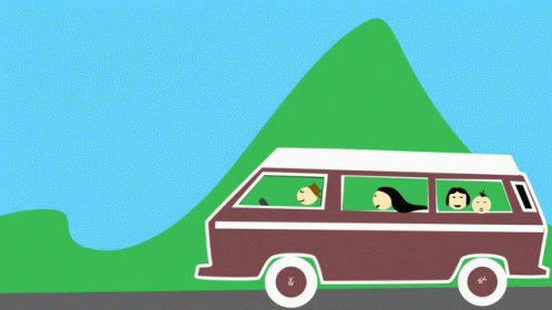 Cartoon Van Happy Ride GIF