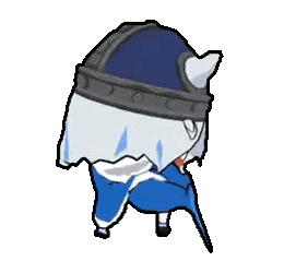 Cartoon Viking With Blue Fish and Helmet