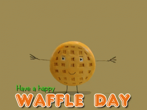 Cartoon Waffle Holding Sign Saying Try Me