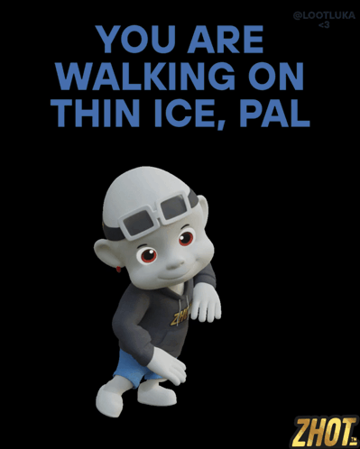 Cartoon Walking On Thin Ice Saying You Are Walking On Thin Ice Pal GIF