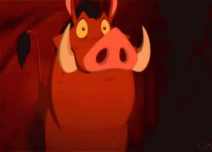 Cartoon Warthog from Lion King in Cave