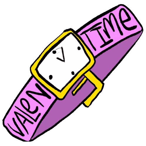 Cartoon Watch Saying Valentine Time