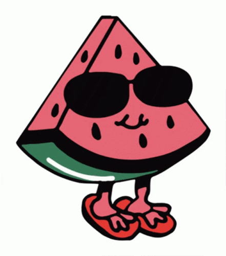 Cartoon Watermelon in Sunglasses and Sandals