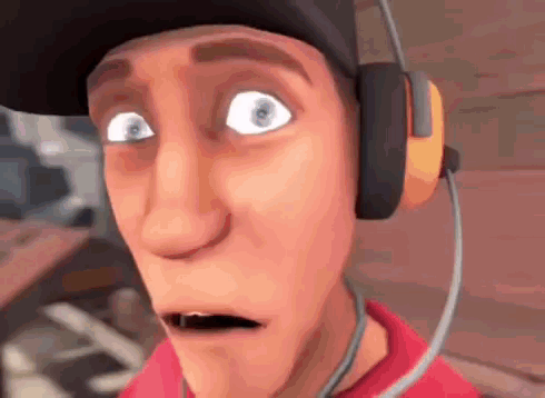 Cartoon Wearing Headphones Making Funny Face