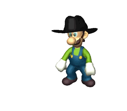 Cartoon Wearing Overalls and Cowboy Hat