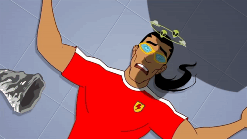 Cartoon Wearing Sunglasses and Red Lightning Bolt Shirt