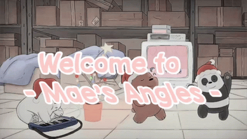 Cartoon Welcome To Mae's Angles Three Bears Santa Hats GIF