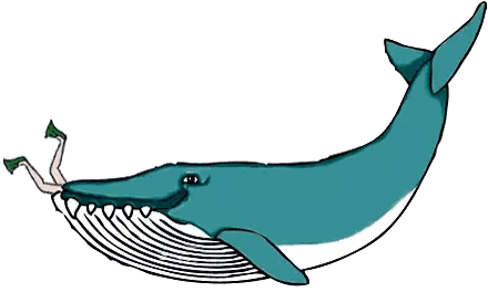 Cartoon Whale With Swimmer in Mouth