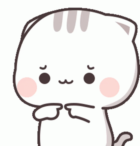 Cartoon White Cat with Pink Cheek