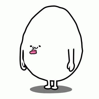 Cartoon White Egg With Pink Mouth And Arms GIF