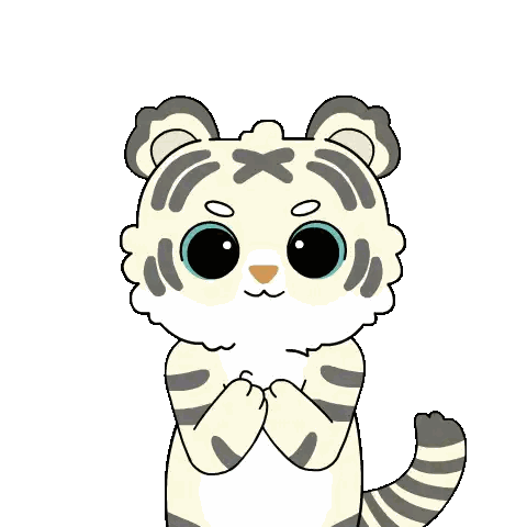 Cartoon White Tiger with Big Eyes