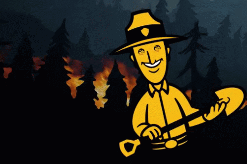 Cartoon Wildfire Smiling Forrest Ranger GIF