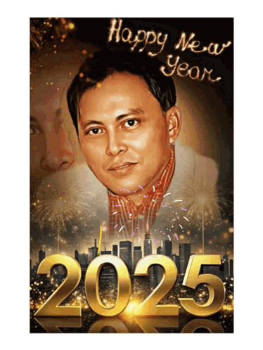 Cartoon Window With Fireworks 2025