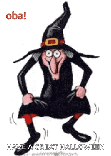 Cartoon Witch Dancing Have a Great Halloween