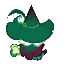 Cartoon Witch Hat and Green Flower