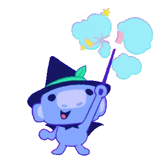 Cartoon Witch Holding Magic Wand