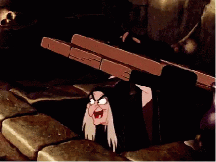 Cartoon Witch Peeking Out of Hole