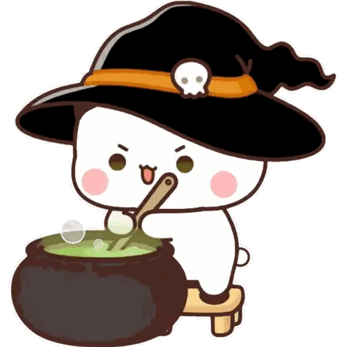 Cartoon Witch Stirring Pot