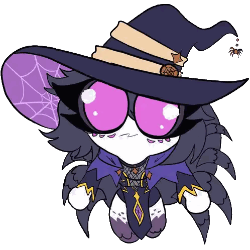 Cartoon Witch with Purple Eyes and Spider