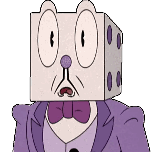 Cartoon With Box On Head And Purple Suit